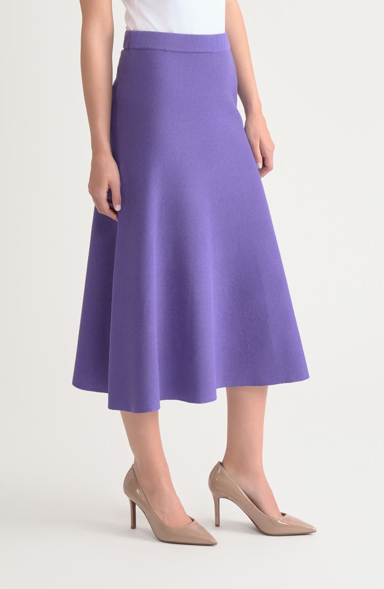 Misook Knit A-Line Midi Skirt, Alternate, color, Concord Purple
