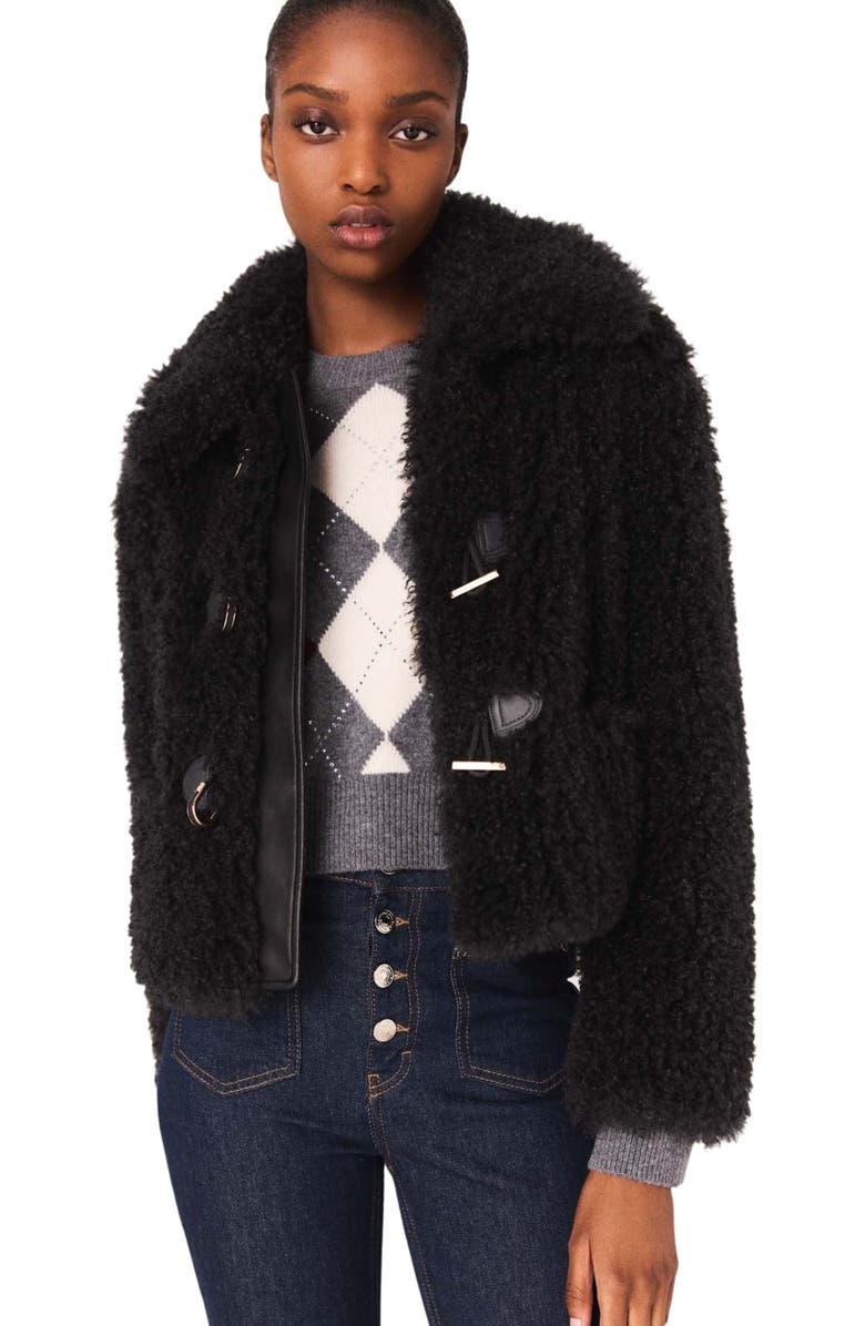 maje Short curly coat, Alternate, color, Anthracite Grey