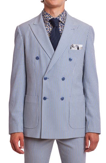 Paisley & Gray Soho Slim Fit Double Breasted Suit Jacket In Blue