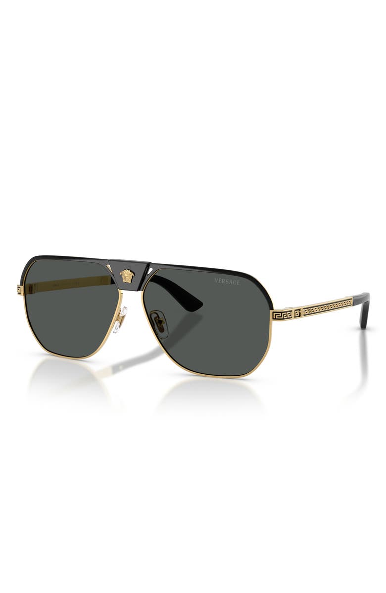 Versace 61mm Square Sunglasses, Alternate, color, Black / Dark Grey