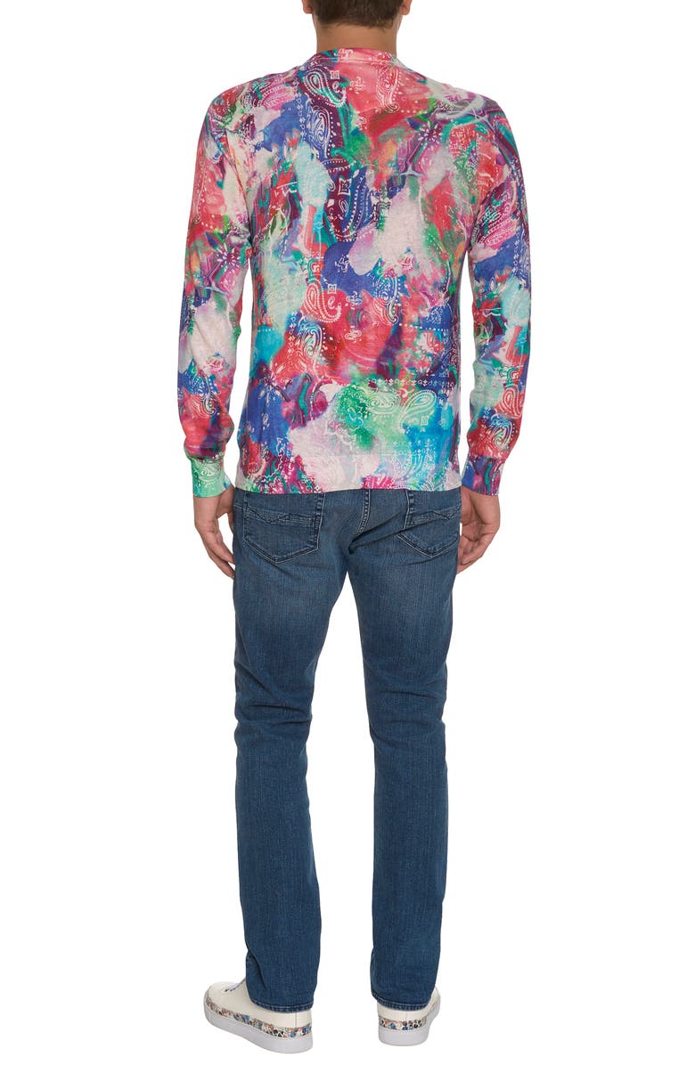 Robert Graham Night Gallery Print Cotton & Linen Crewneck Sweater, Alternate, color,