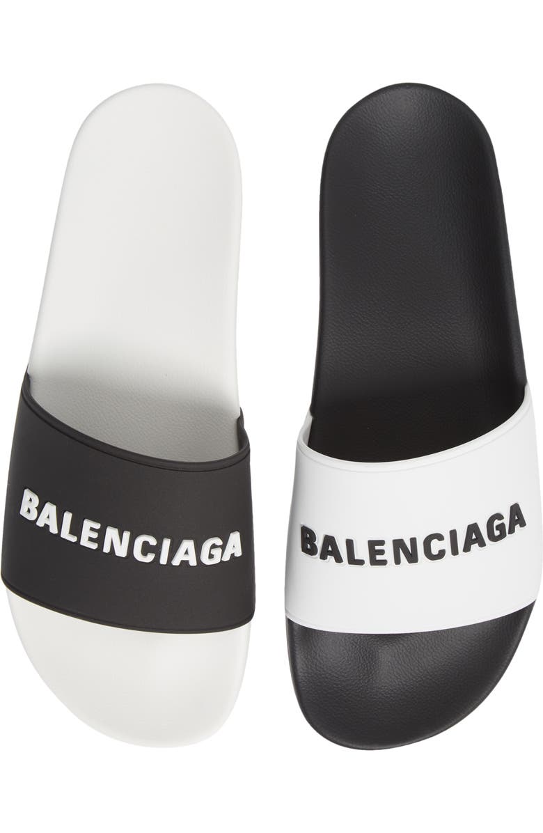 Balenciaga Logo Mismatched Slide Sandal, Main, color,