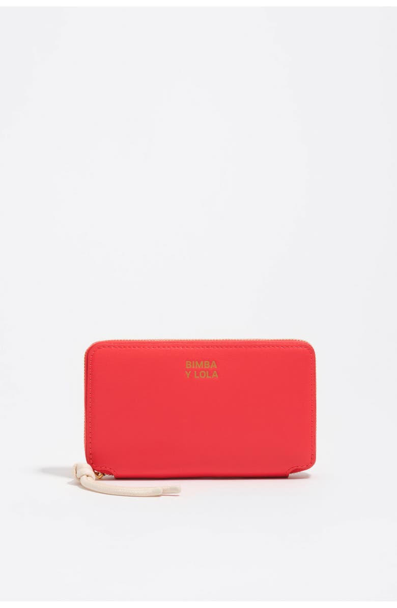 Bimba y Lola Medium Leather Horizontal Wallet, Main, color, Bright Red