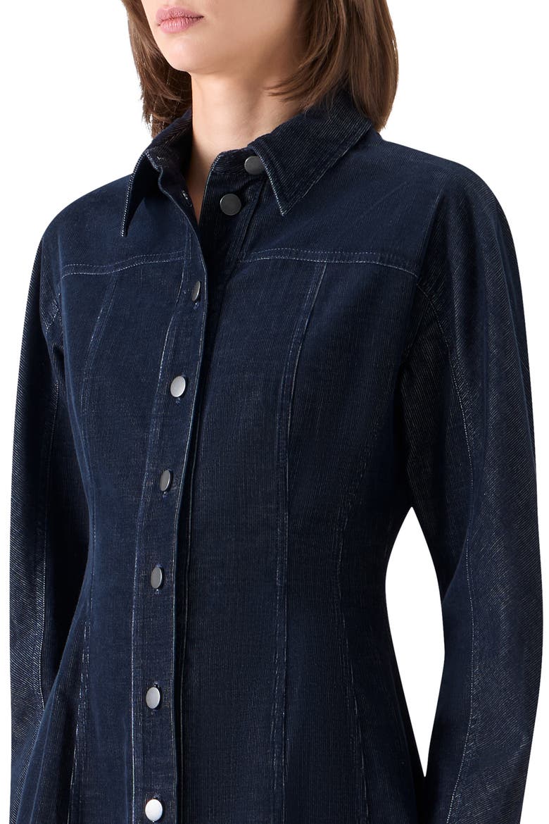 Long Sleeve Corduroy Fit & Flare Shirtdress, Alternate, color, NAVY