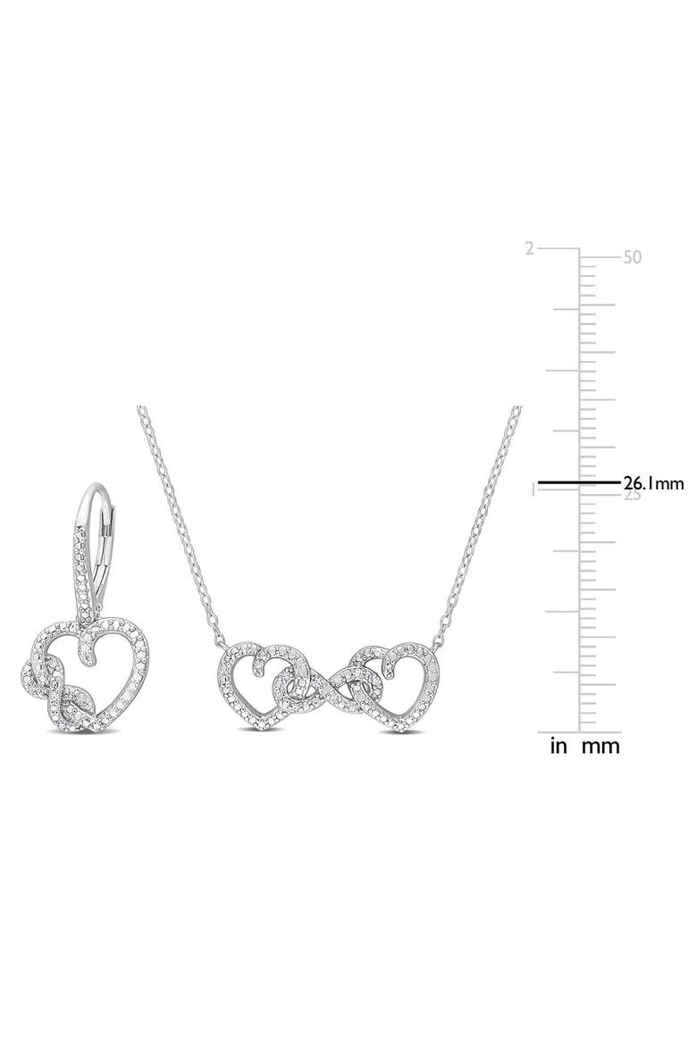 Diamond Infinity Heart Pendant Necklace & Drop Earrings Set - 0.1ct., Alternate, color, SILVER