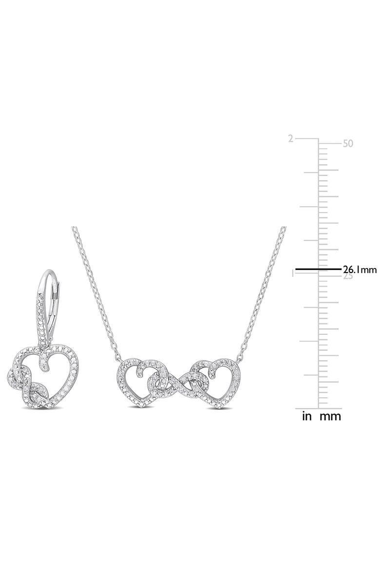 DELMAR Diamond Infinity Heart Pendant Necklace & Drop Earrings Set - 0.1ct., Alternate, color, Silver