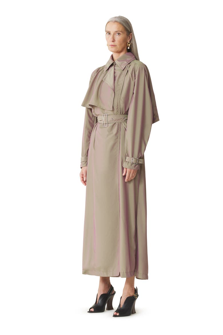 Flowing Taffeta Trench Coat, Alternate, color, Taupe
