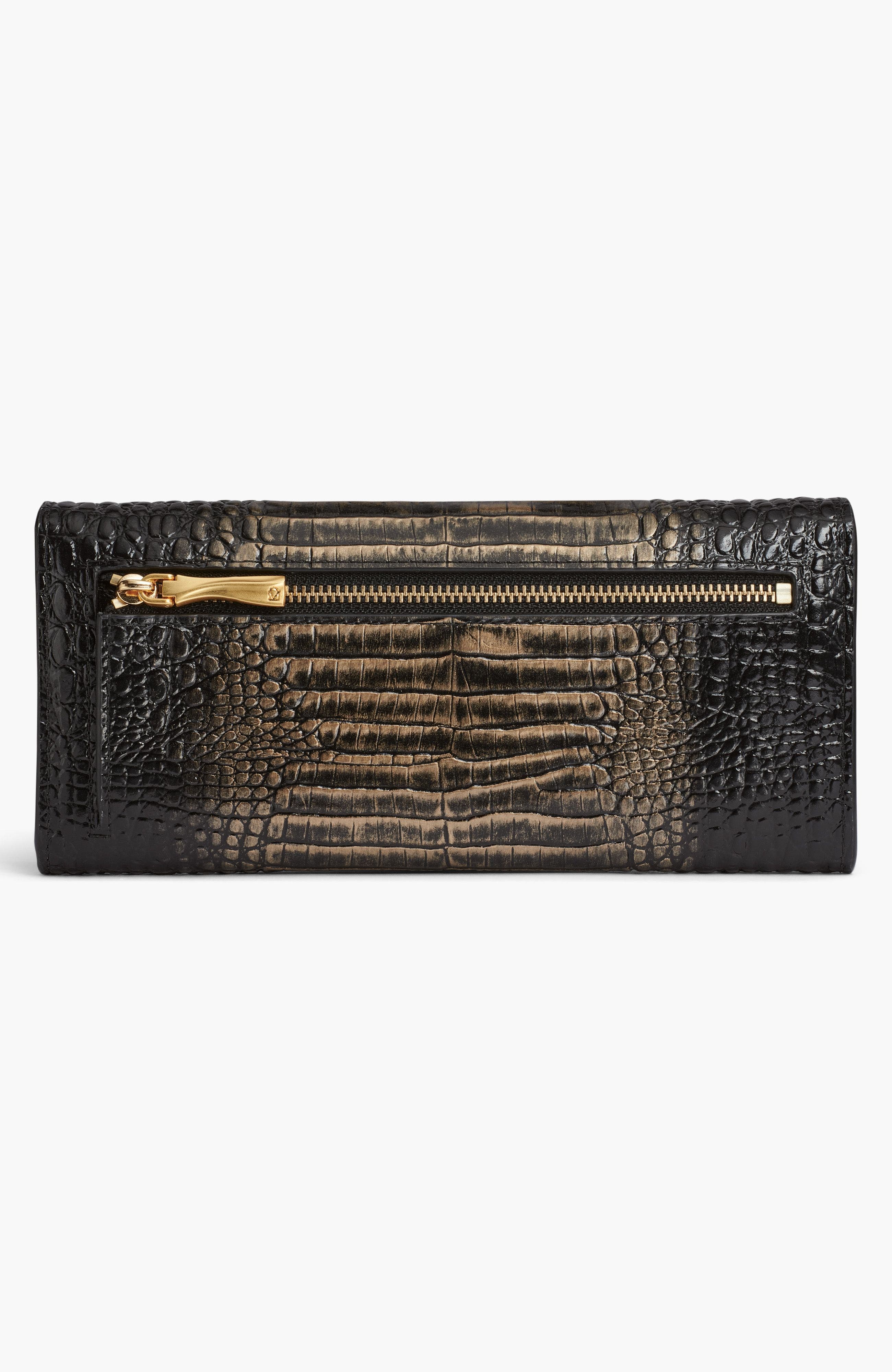 Donna Karan New York Amagansett Metallic Croco Wallet, Alternate, color, Black/Gold