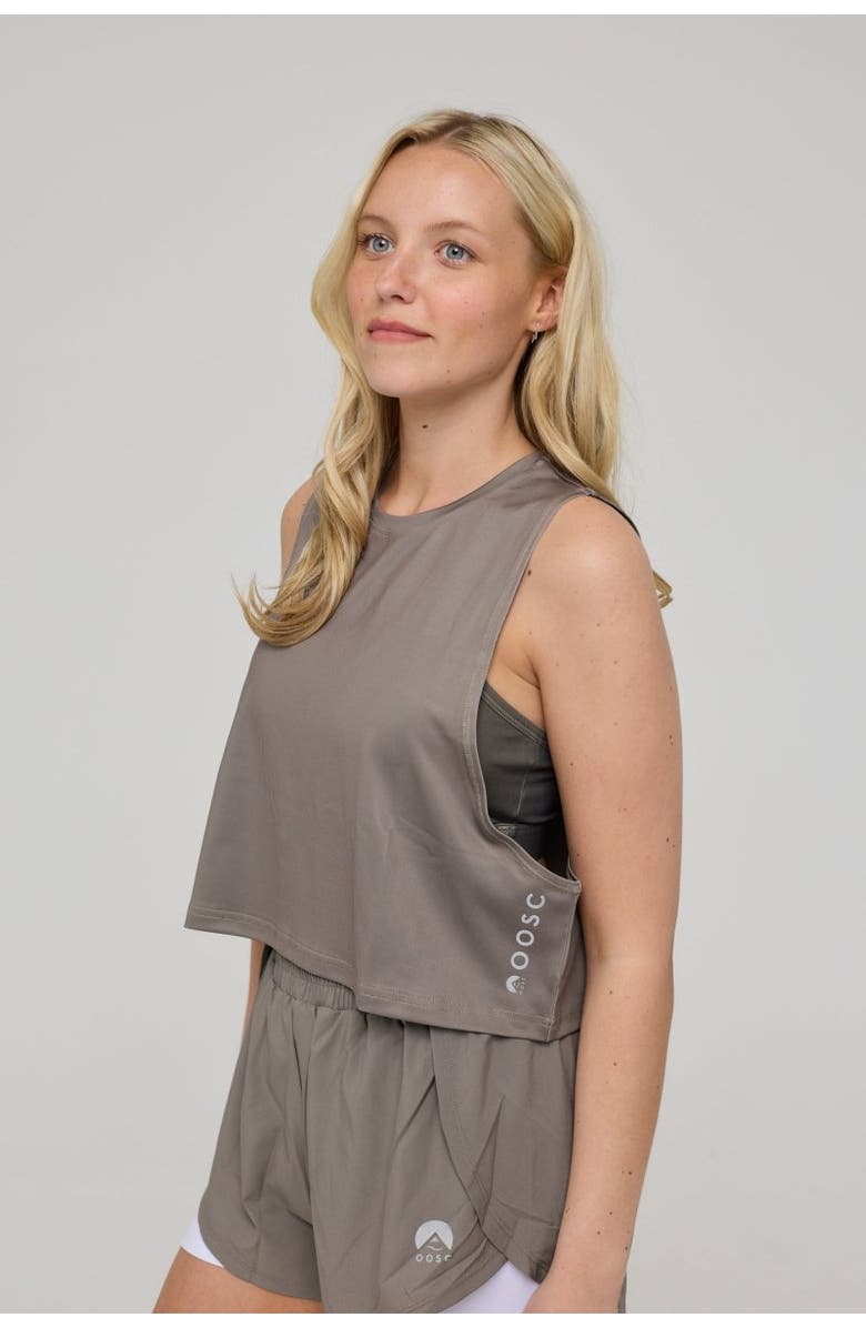 OOSC Infinite Cropped Tank Top - Khaki, Main, color, Khaki