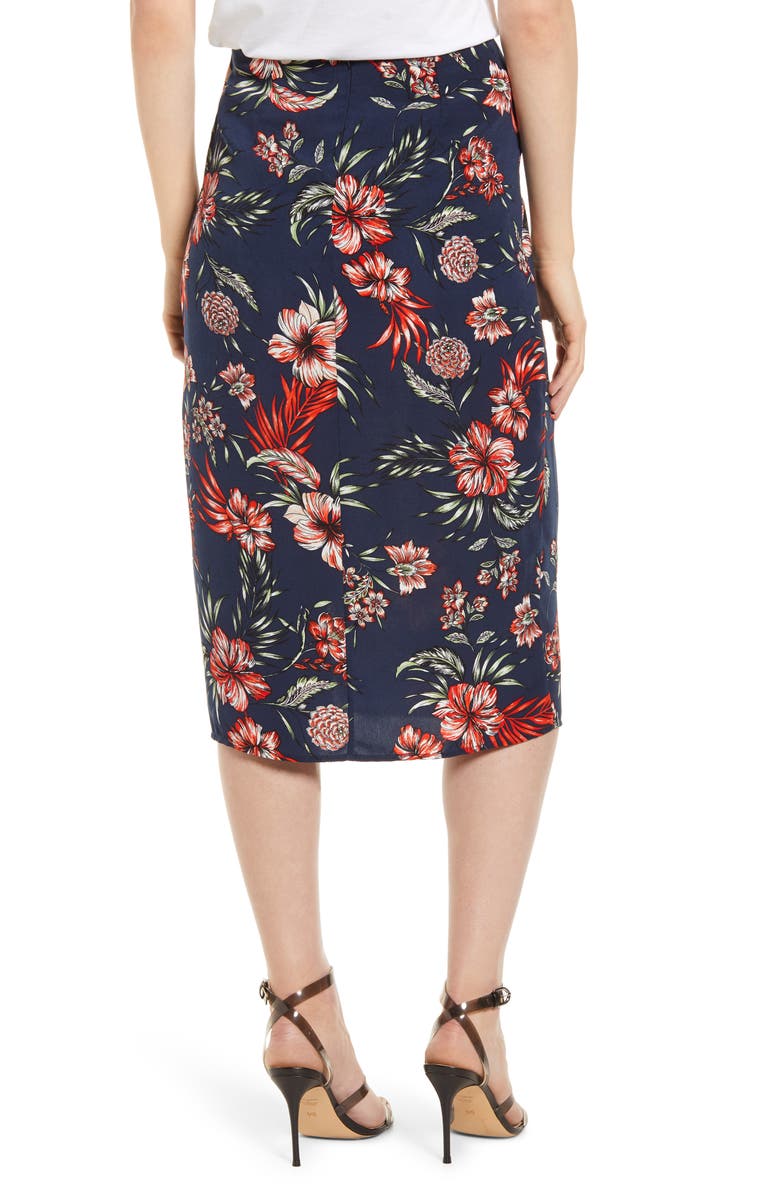 Stateside Hawaiian Floral Print Twist Skirt, Alternate, color, 