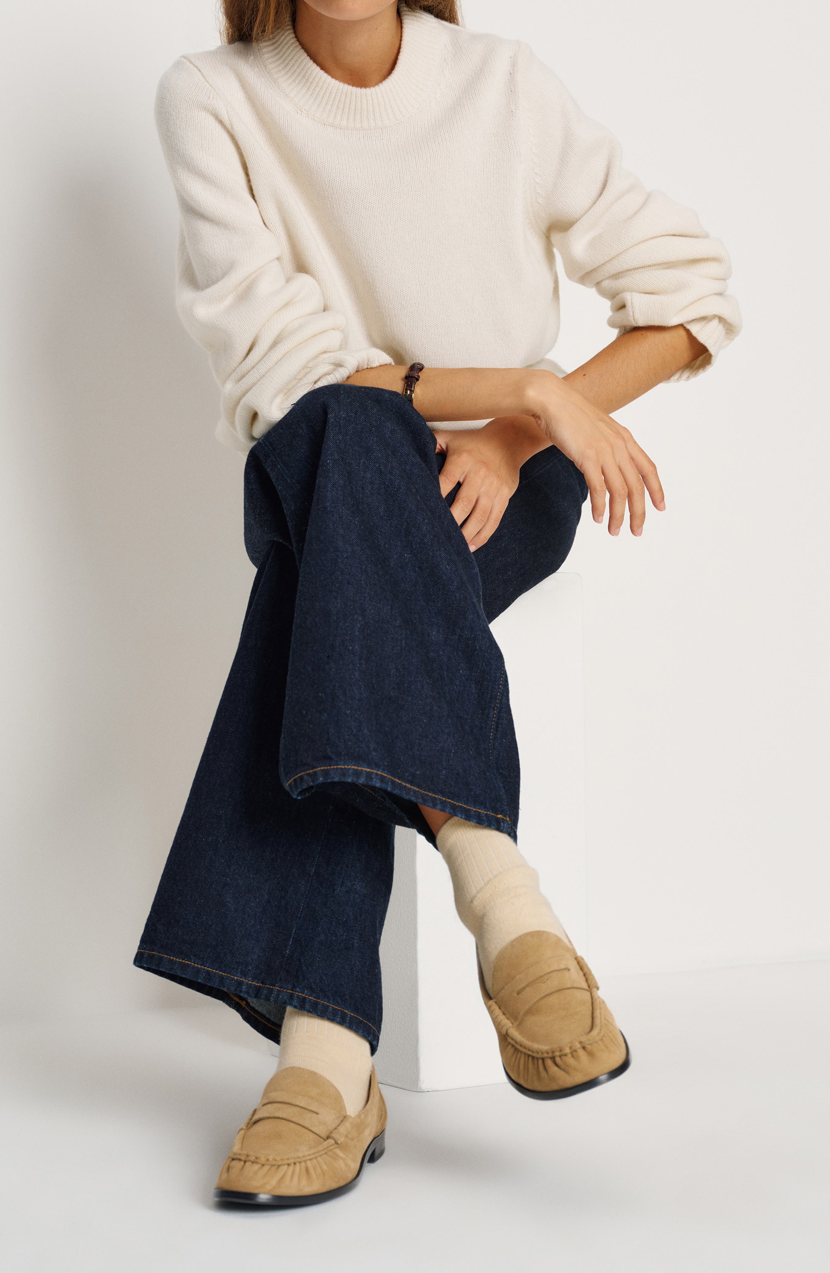 Reformation Francine Ruched Loafer, Alternate, color, Hazel Suede