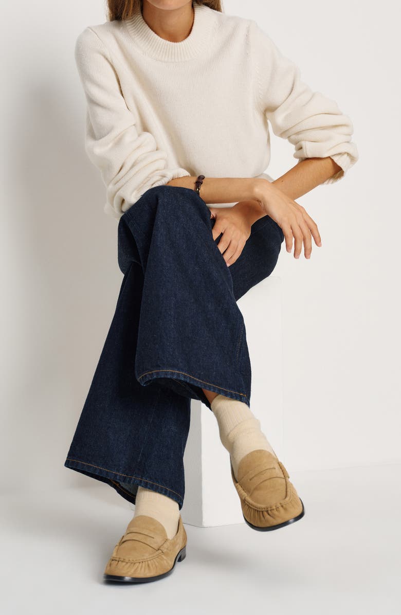 Reformation Francine Ruched Loafer, Alternate, color, Hazel Suede