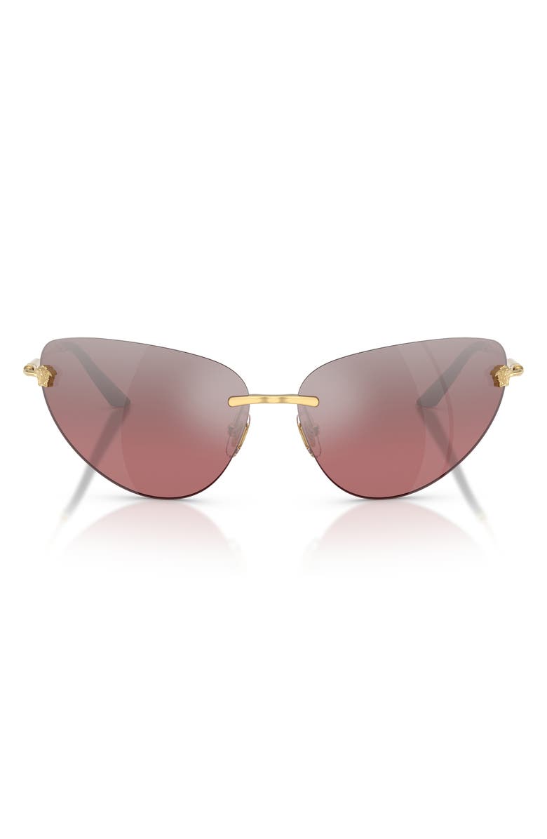 Versace 64mm Oversize Rimless Gradient Cat Eye Sunglasses, Main, color, Gold/ Pink Mirror Silver