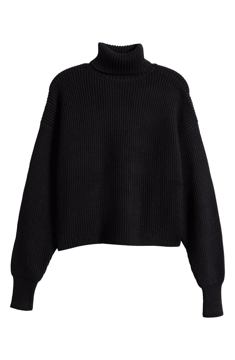 Good American Cozy Rib Turtleneck Sweater, Main, color, Black001