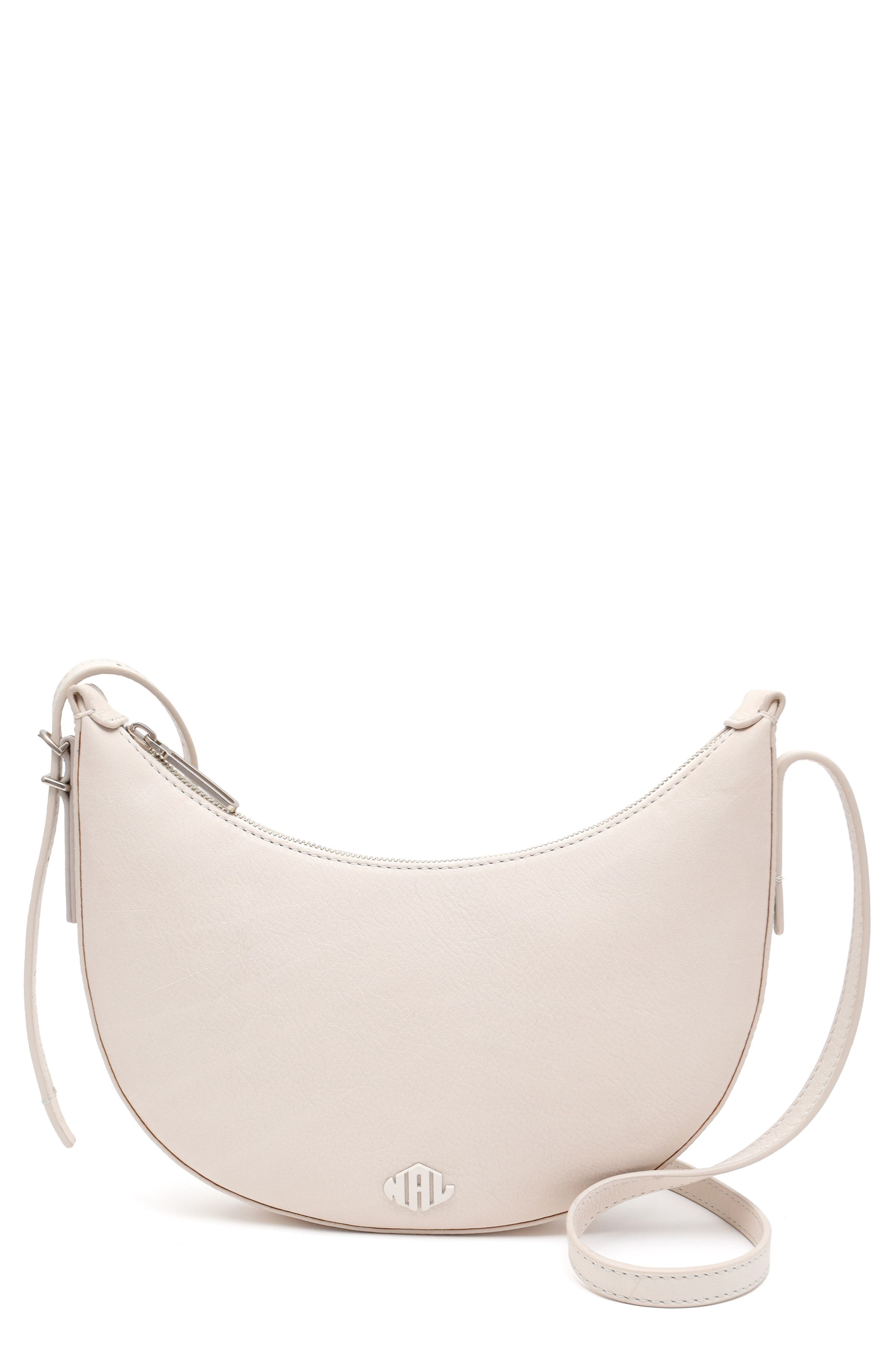 New Amsterdam Leatherworks Silas Leather Saddle Bag, Main, color, Ivory