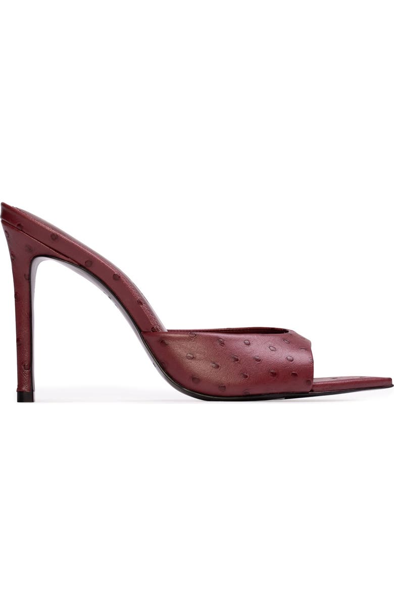 BLACK SUEDE STUDIO Brea Ostrich Mule, Main, color, Ruby Ostrich Leather