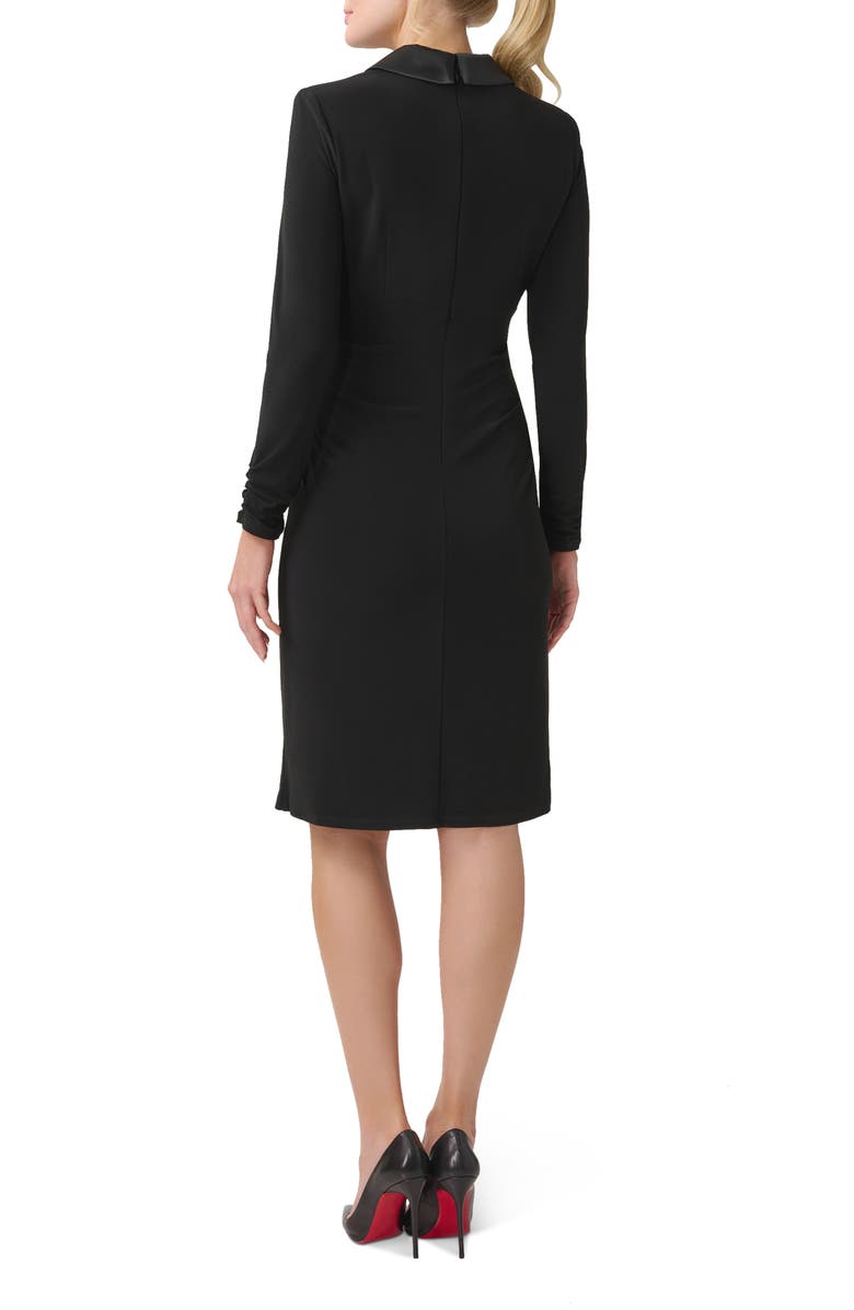 Adrianna Papell Long Sleeve Jersey Satin Tuxedo Dress, Alternate, color,