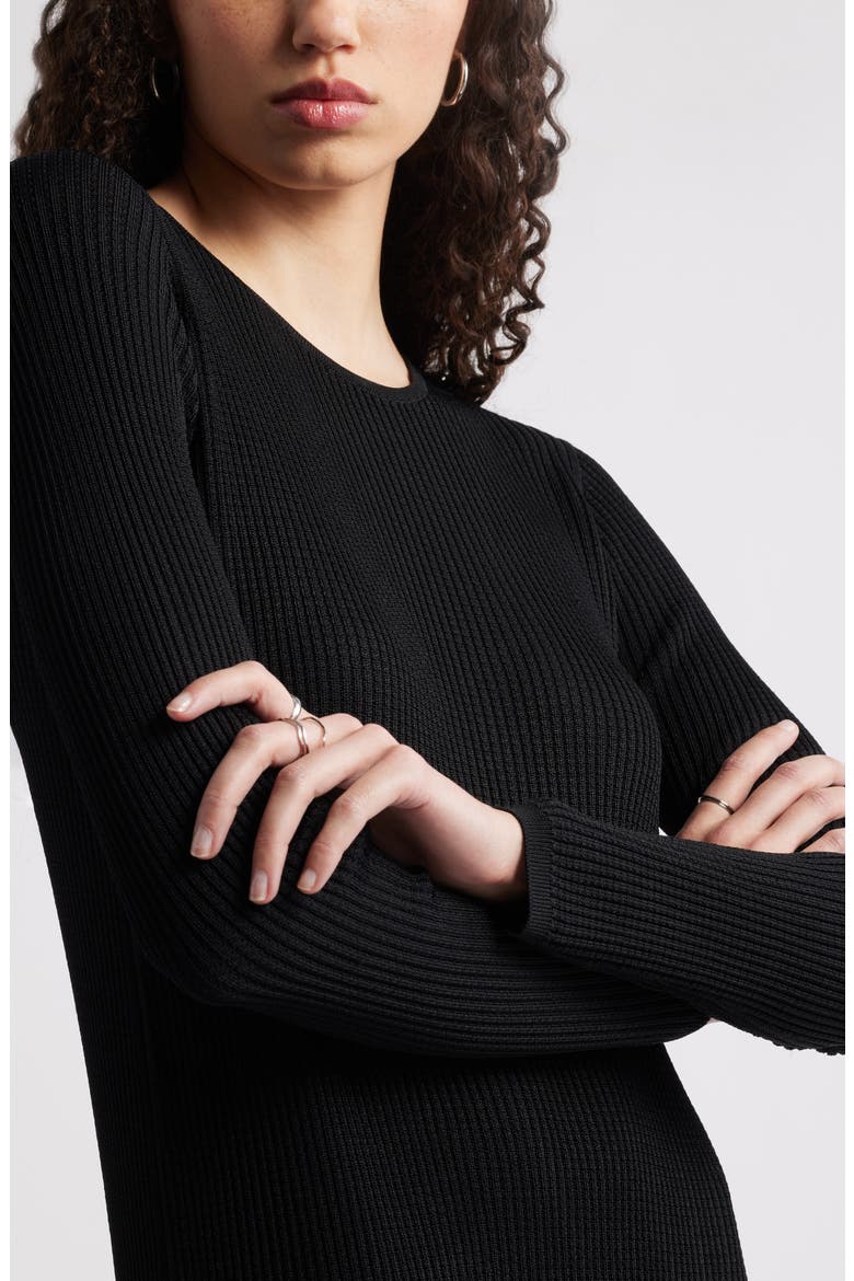 Long Sleeve Midi Sweater Dress, Alternate, color, BLACK