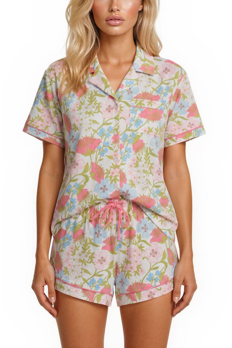 Short Sleeve Notch Collar Pajamas, Alternate, color, IVORY