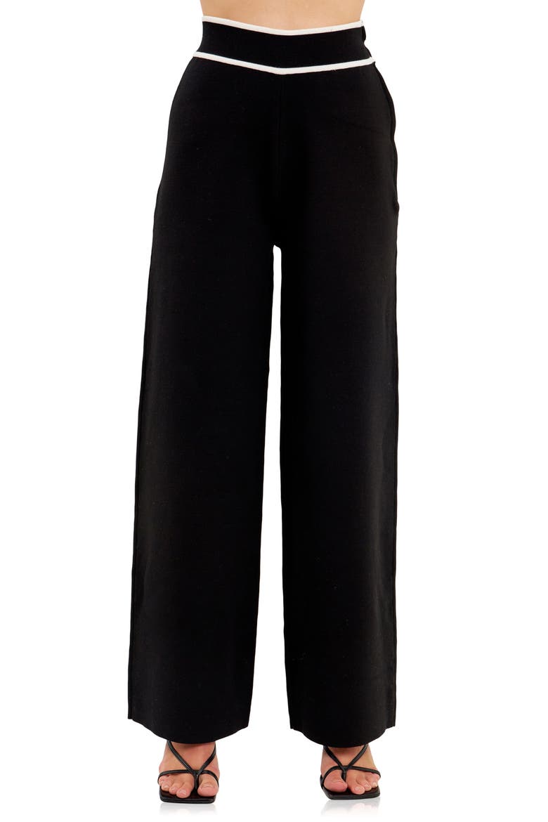 Wide Leg Knit Pants, Alternate, color, BLACK/ WHITE
