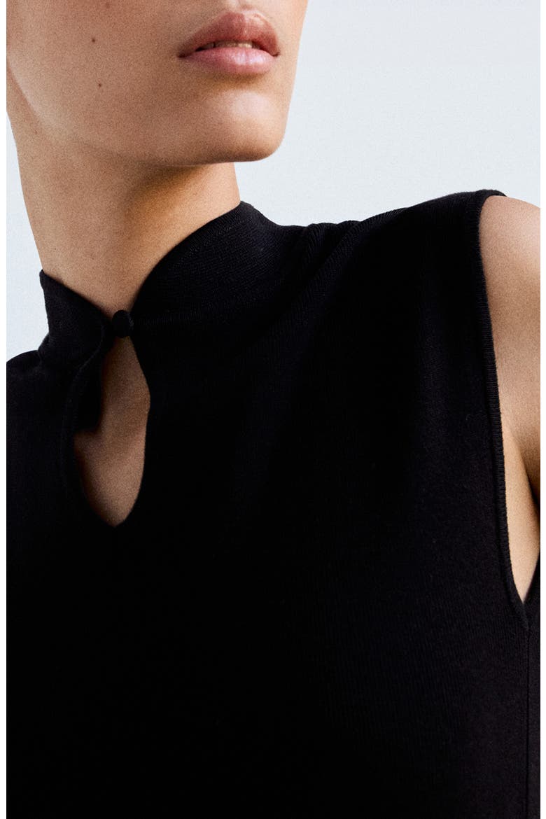 Cut-Out Sleeveless Mock Neck Sweater, Alternate, color, BLACK