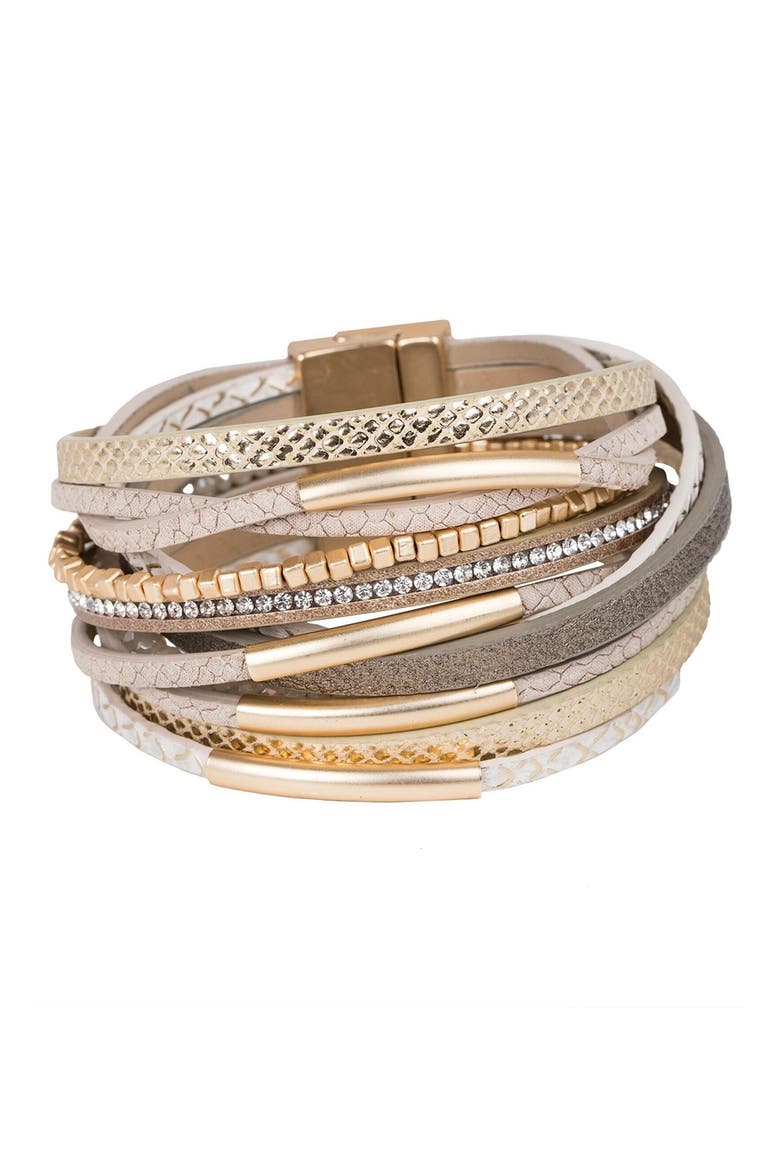 Multi Strand Wrap Bracelet, Main, color, TAUPE