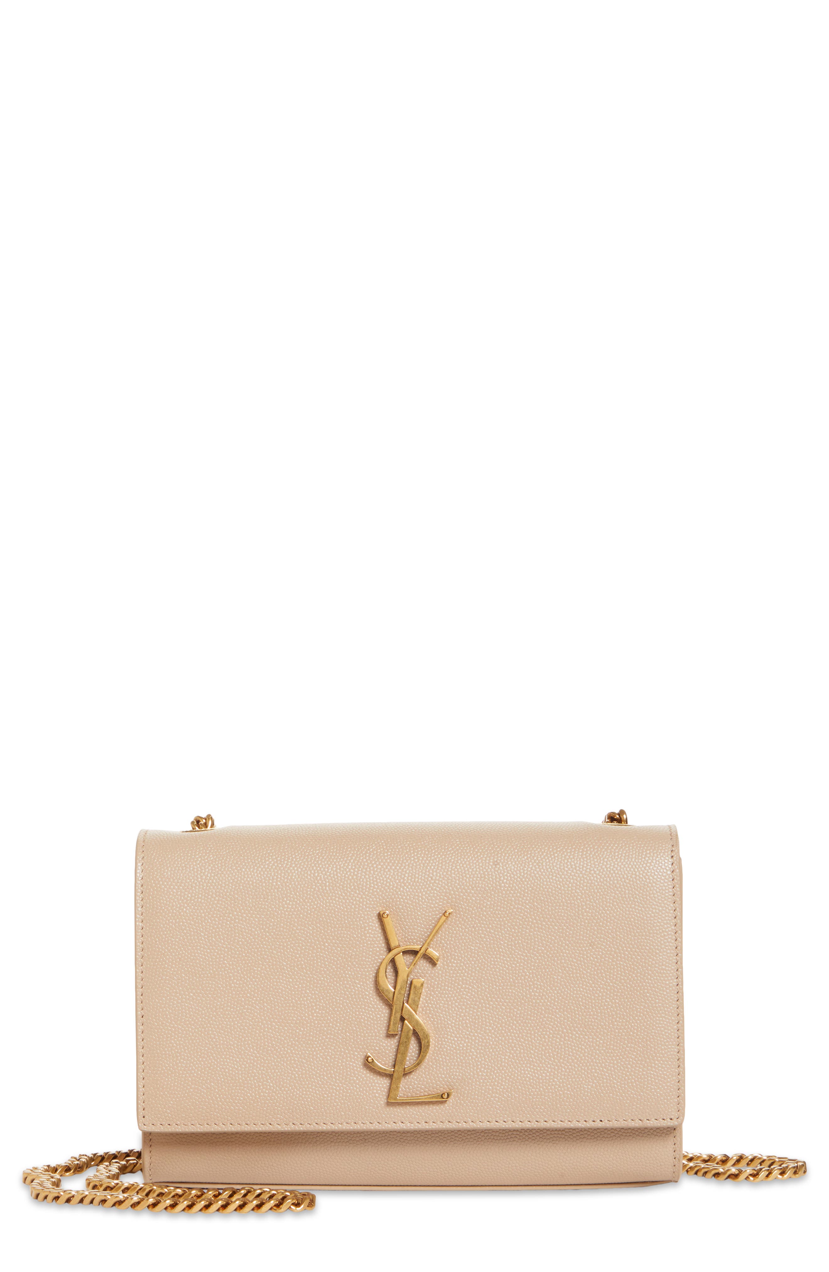 Small Kate Leather Crossbody Bag, Main, color, DARK BEIGE