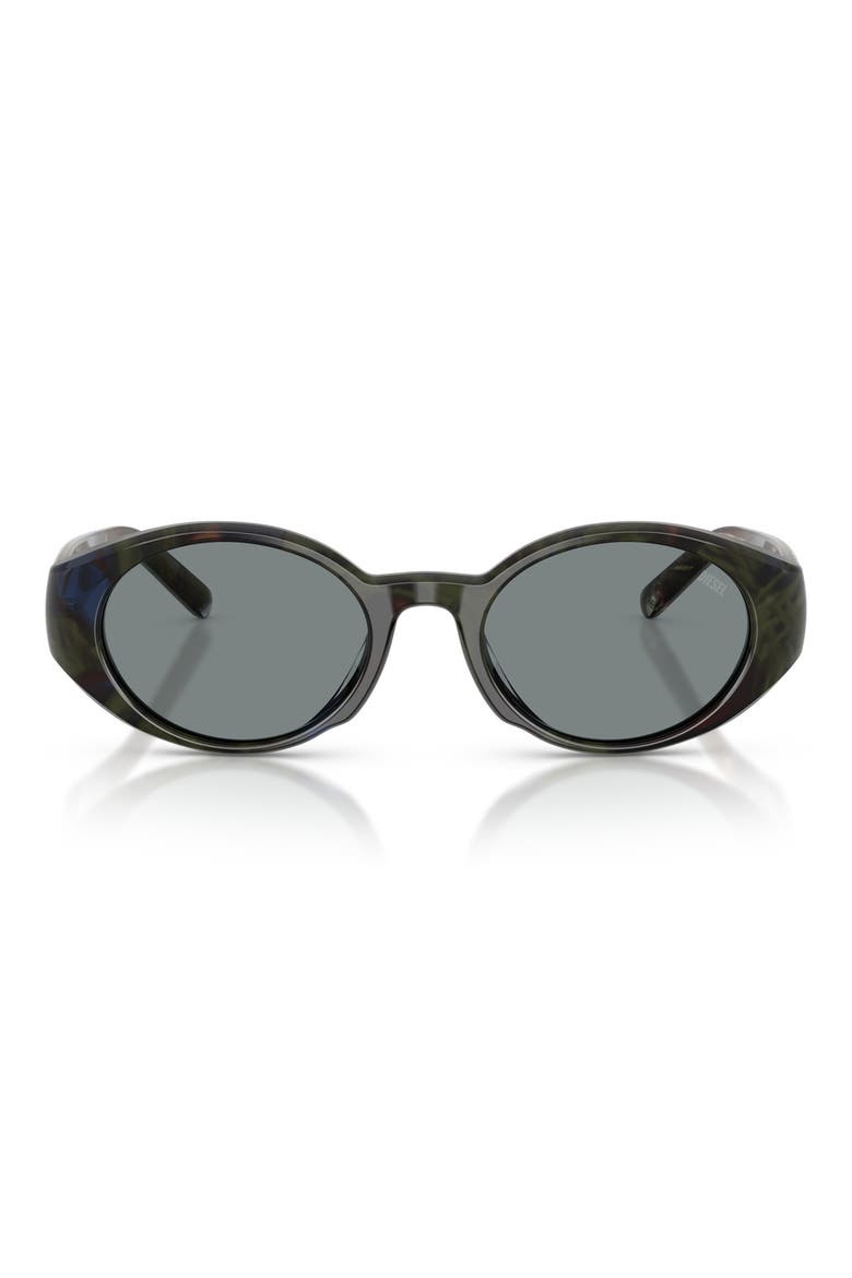 52mm Oval Sunglasses, Main, color, GREEN HAVANA / GREY