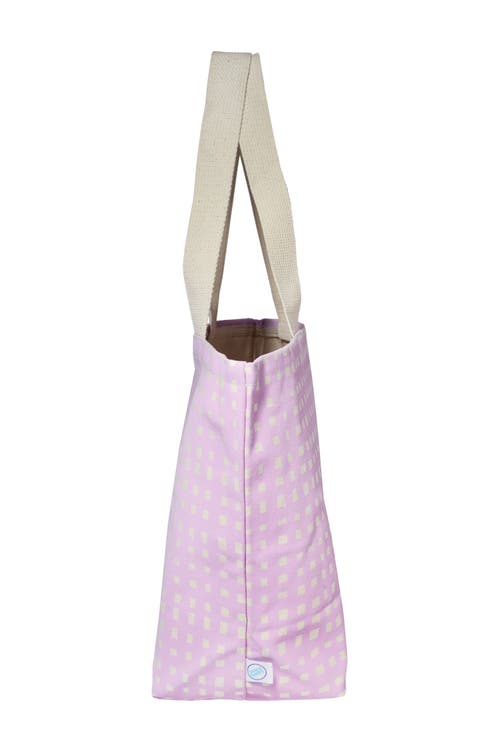 Dance Happy Micro Grid Wide Tote Bag In Lilac