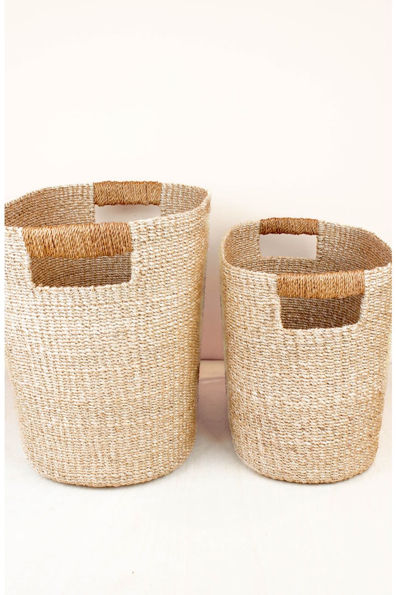 Rounded Oval Basket, Set of 2, Alternate, color, Tan