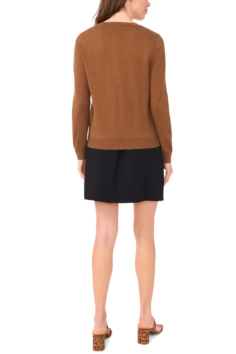 Crewneck Cardigan, Alternate, color, RICH COGNAC