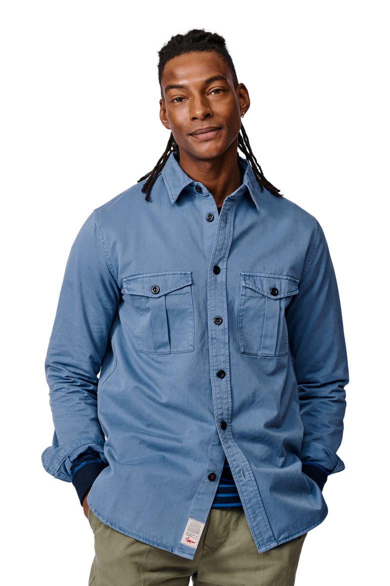 Cole Long Sleeve Twill Overshirt, Main, color, Blue