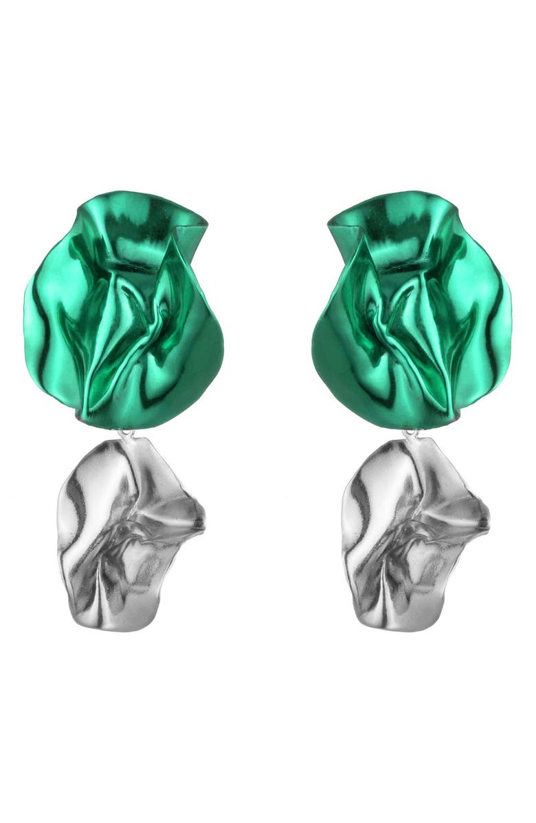 Sterling King Flashback Fold Drop Earrings, Main, color, Emerald - Silver