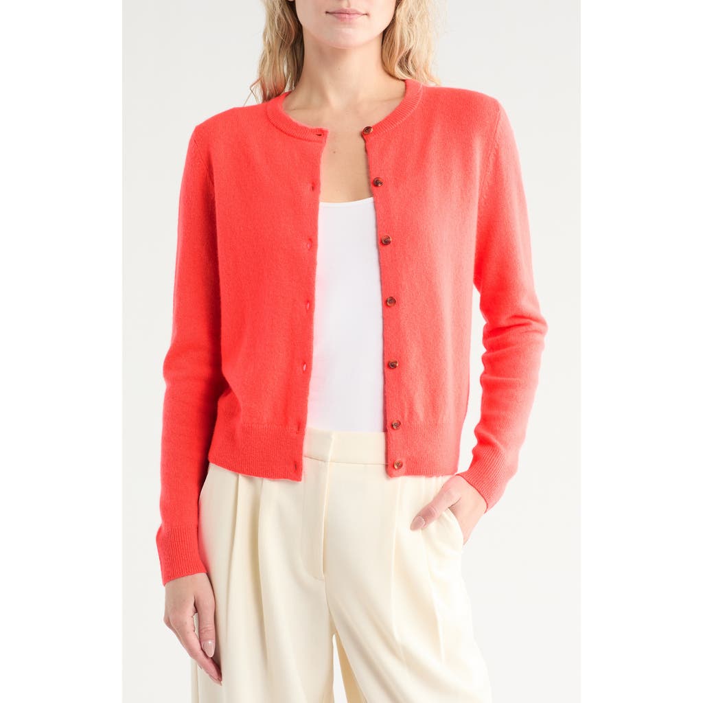 Nordstrom Crewneck Cashmere Cardigan In Red