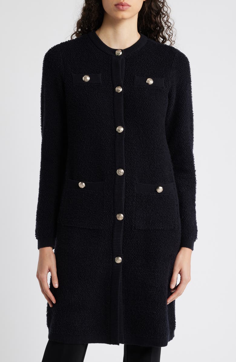 Anne Klein Long Bouclé Cardigan, Alternate, color, 