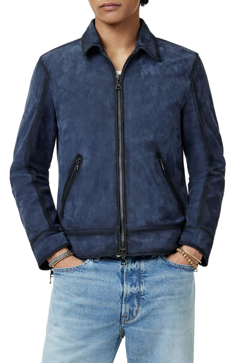 John Varvatos Benjamin Suede Jacket, Main, color, Lake Blue