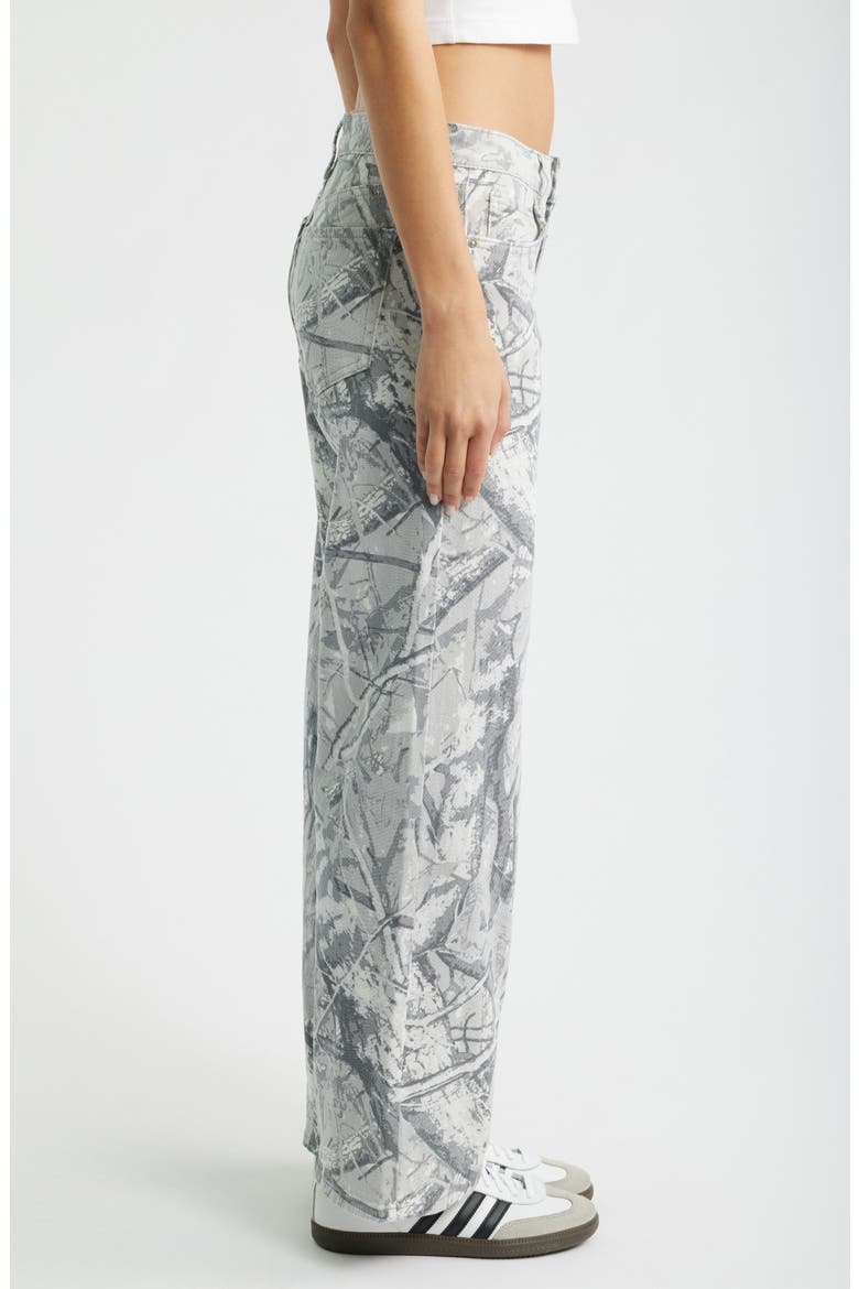 Britney Camo Low Rise Wide Leg Jeans, Alternate, color, GREY CAMO
