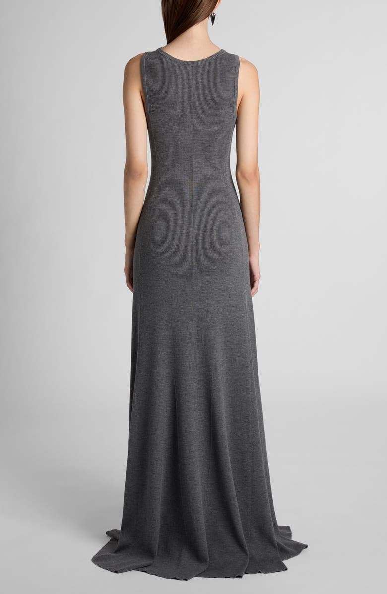 McQueen Sleeveless Wool Rib Gown, Alternate, color, Grey Melange