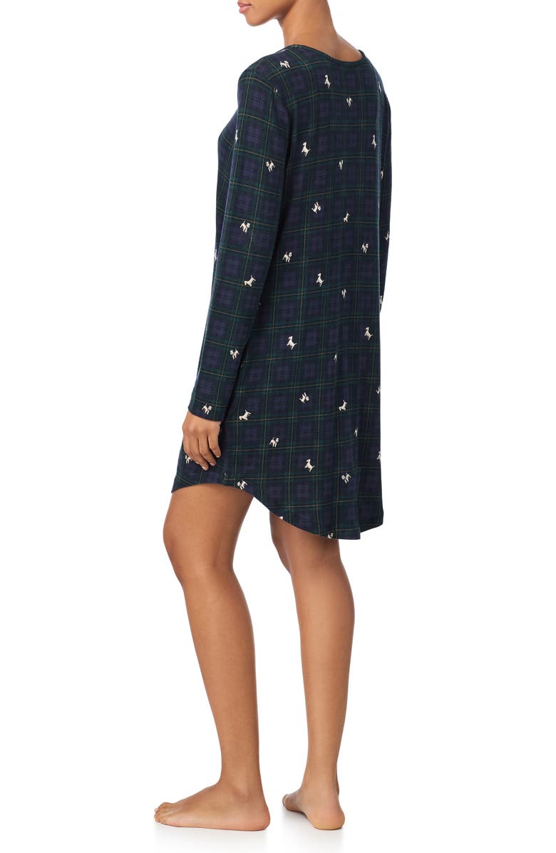 Lauren Ralph Lauren Henley Sleepshirt, Alternate, color, Black Plaid