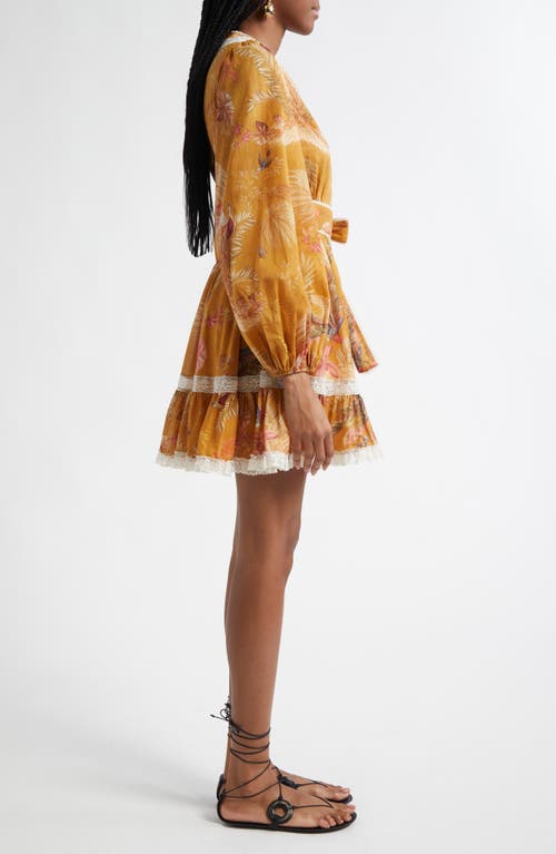 Zimmermann Ascension Lace-trimmed Tiered Printed Cotton-voile Mini Wrap Dress