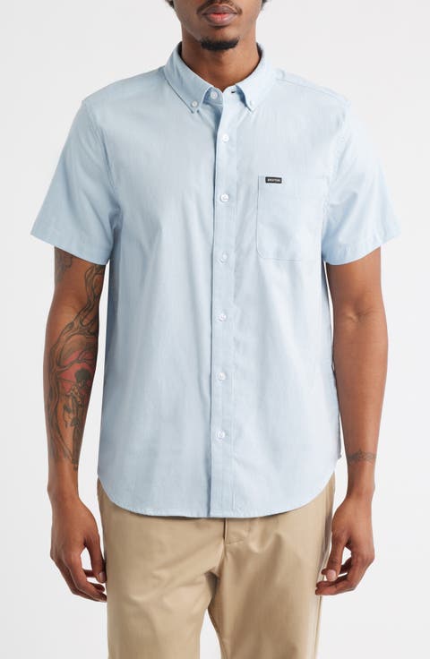 Sanford Oxford Short Sleeve Cotton Blend Button-Up Shirt