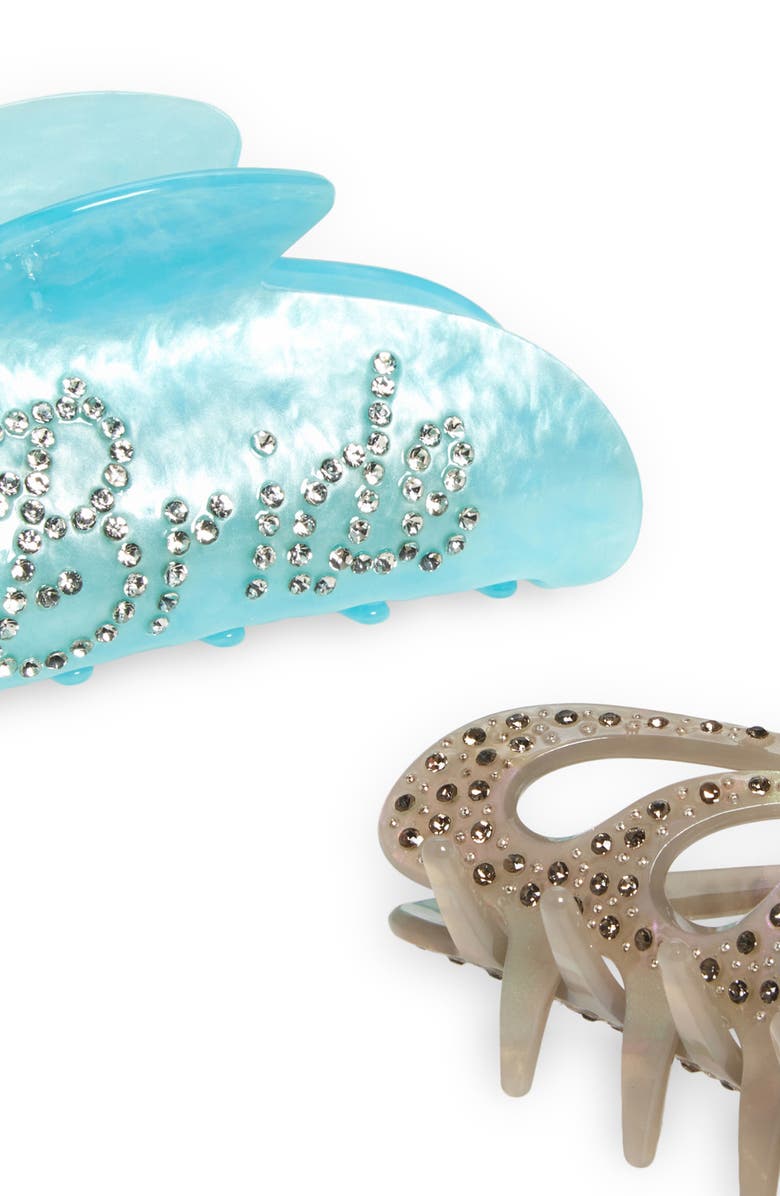 Tasha Bridal 2-Pack Assorted Crystal Jaw Hair Clips, Alternate, color, Blue