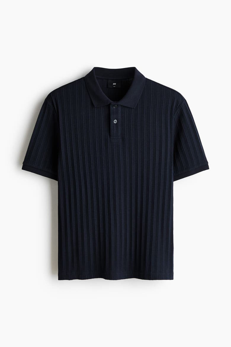 Slim-fit Textured Jersey Polo Shirt, Alternate, color, Navy blue