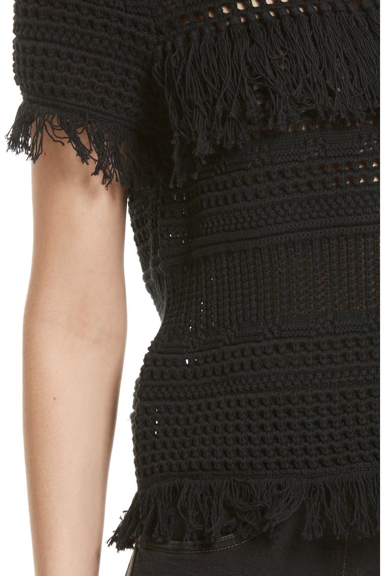 Miwok Crochet Top, Alternate, color, BLACK