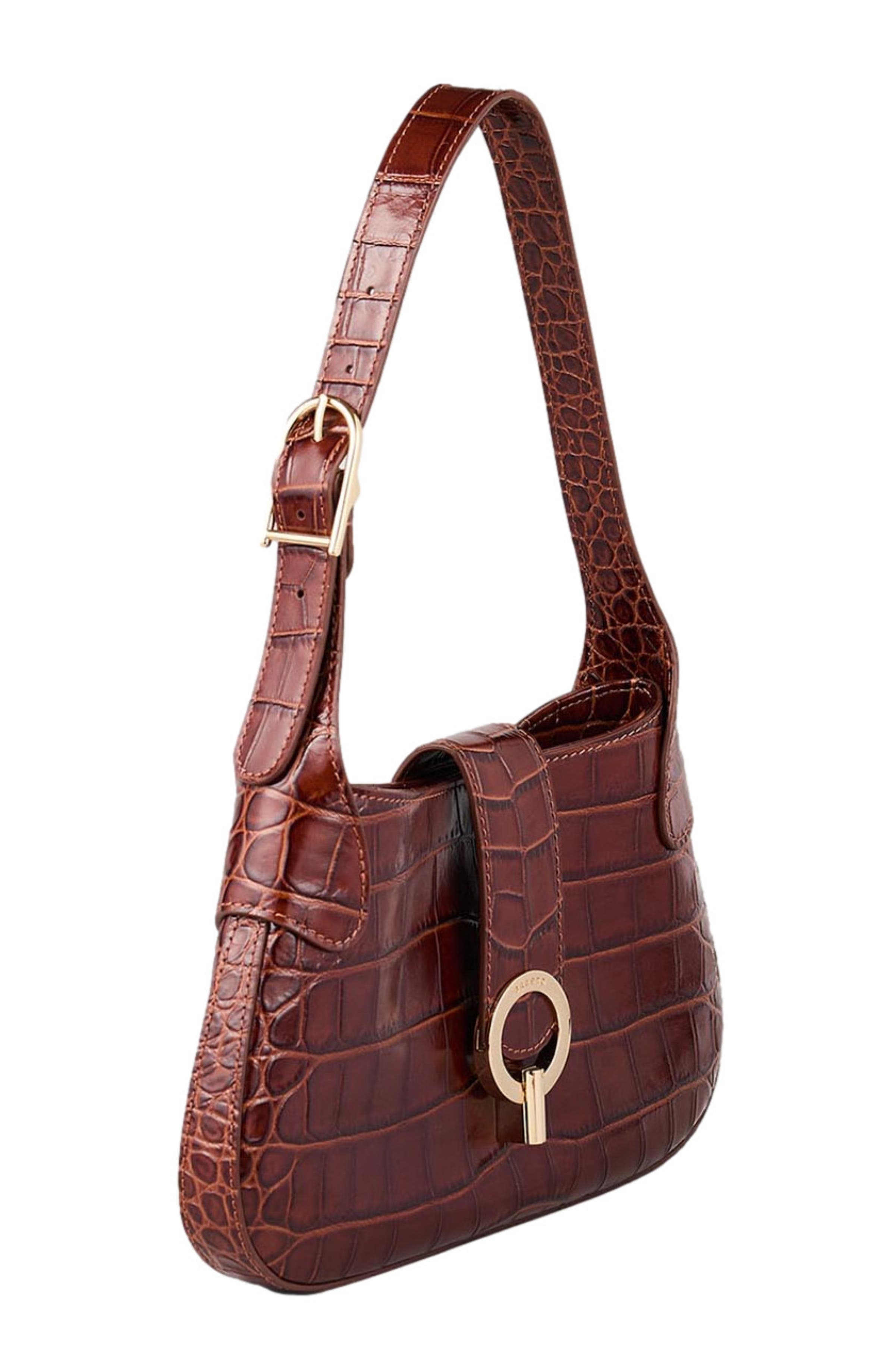 SANDRO Mock croc leather Janet bag, Alternate, color, 