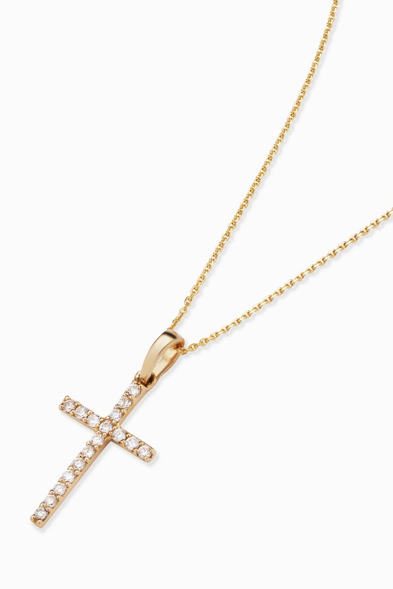 14K Gold Faith Diamond Cross Pendant Necklace, Alternate, color, Yellow Gold - Diamonds