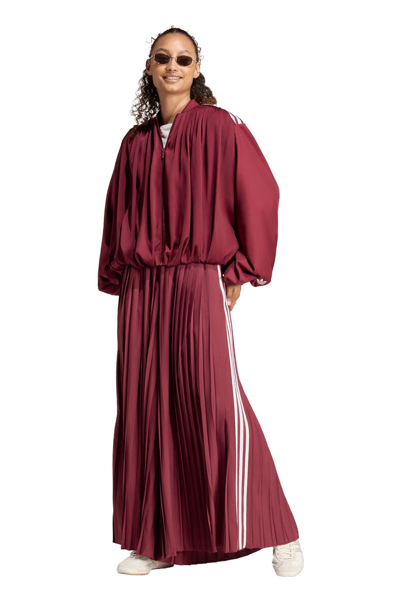 Pleated Wide Leg Track Pants, Alternate, color, SHADOW RED