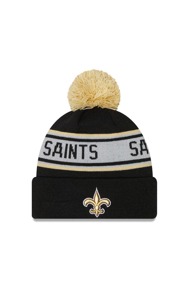 New Era Men's New Era Black New Orleans Saints  Repeat Cuffed Knit Hat with Pom, Main, color, Black