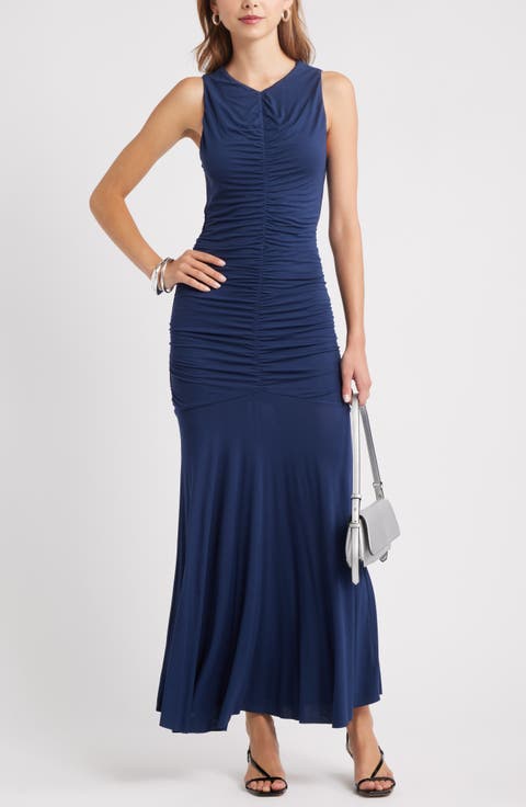 Ruched Sleeveless Maxi Dress