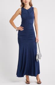 Open Edit Ruched Sleeveless Maxi Dress